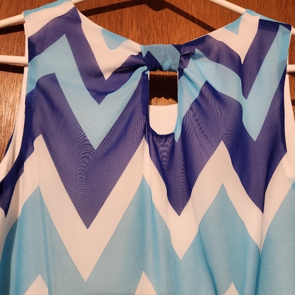 Sequin Hearts Dress Royal Blue Turquoise White Stripes 16 Girls Asymmetrical Hem - Picture 6 of 12